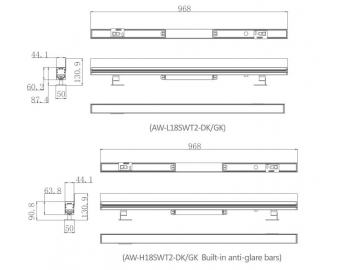 Architectural Lighting Addressable LED Wall Washer Light Bar  Code AW-L18SWT2-DK-GK LED Lighting