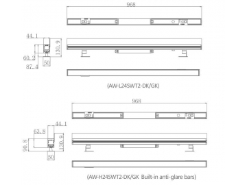 Architectural Lighting Outdoor Linear LED Wall Washer Light  Code AW-L24SWT2-DK-GK LED Lighting