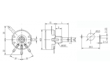 30mm Metal Shaft Multi-Gang Rotary Potentiometer, WTH118-1