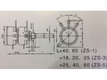 30mm Metal Shaft Multi-Gang Rotary Potentiometer, WTH118-2