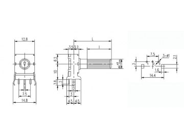 12mm Insulated Shaft Single Gang Potentiometer, WH123Series