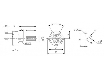 Metal 17mm 4K Rotary Carbon Film Potentiometer, RV17 SeriesRV17-4