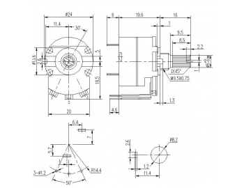 24mm Metal Shaft 500 ohm Rotary Potentiometer with on/off Switch,WH138-1AK-4