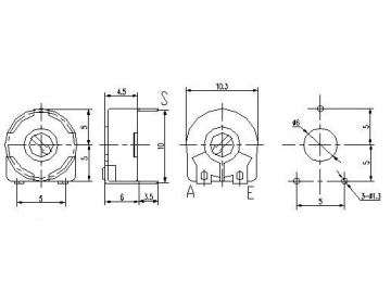 10mm Through Hole Mount 100omhs Horizontal Trimmer, PT10-1 Series