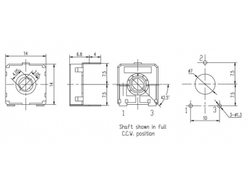 14mm Through Hole Mount Horizontal Trimmer Potentiometer, PT14-5 Series