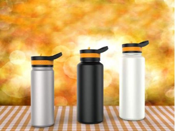 Stainless Steel Vacuum Bottle with Straw Silver Color