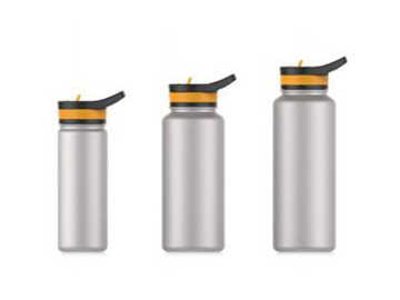 Stainless Steel Vacuum Bottle with Straw Silver Color