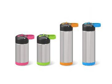 Thermal Insulated Bottle Double Wall Vacuum Flask with Straw and Handle