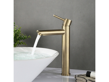 Brushed gold single handle tall vessel sink faucet  SW-BFS010(2)