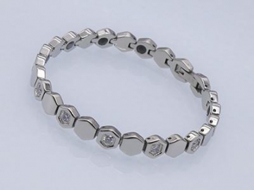 S1044 Healthcare Magnetic Stainless Steel Bracelet Decorated with Cubic Zirconia