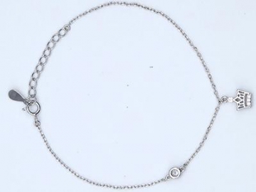 925 Sterling Silver Crown Charm Bracelet for Girls