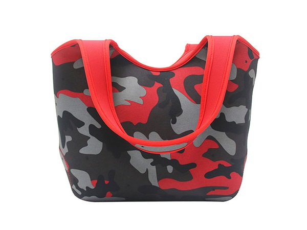 camo striped neoprene tote