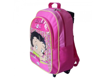 BAB43563-1 Rolling Wheeled Schoolbag Set, PVC Print Wheeled School Backpack, Pencil Case, Lunch Bag