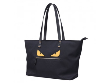 CBB2783-1 Black Canvas Handbag, Tote Handbag with PU Handles