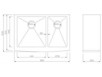 SER92005 Apron Double Bowl Stainless Steel Sink