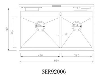 SER92006 Double Bowl Stainless Steel Kitchen Sink with Cover