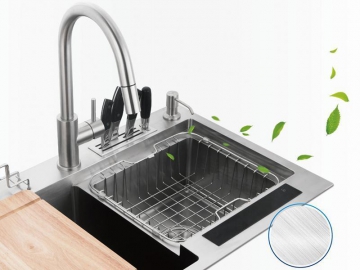 SER92007-W Rectangular Double Bowl Ion Cleaning Kitchen Sink with Knife Holder