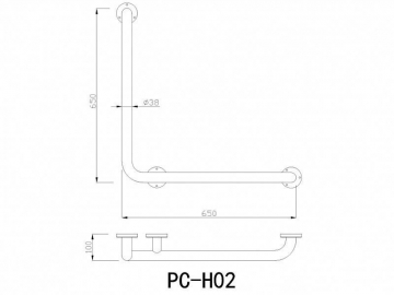 90 Degree Stainless Steel Safety Grab Bar