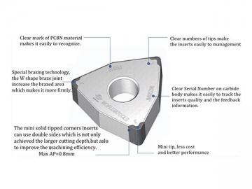 Mini Solid PCBN Tipped Insert