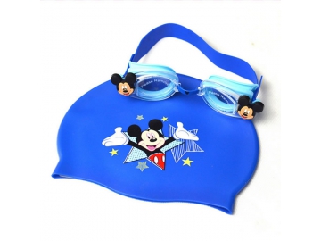 Silicone Swimming Cap and Goggle