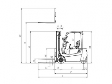 3-Wheel Electric Counterbalance Forklift