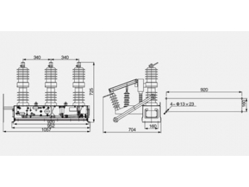 Medium Voltage Outdoor Vacuum Circuit Breaker, ZW32-12