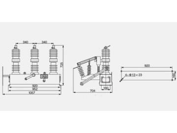 Outdoor Vacuum Circuit Breaker with Permanent Magnetic Mechanism, ZW32-12M