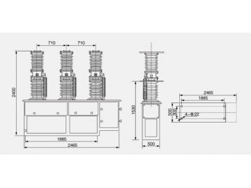 40.5KV Outdoor Vacuum Circuit Breaker, ZW7-40.5