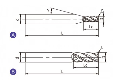 X-R4  High Performance Variable Helix End Mill - Square End - Chamfer - 4 Flutes - Long Neck