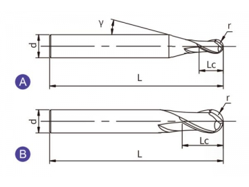 X-B2  High Performance Solid Carbide End Mill - Ball Nose - 2 Flutes