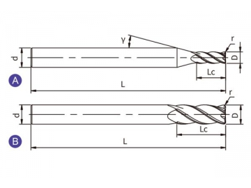 S-R4/RS4  Solid Carbide End Mill for Stainless Steel Machining - Corner Radius - 4 Flutes - Short Flute