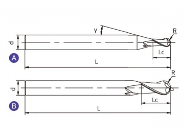 S-B2  Solid Carbide End Mill for Stainless Steel Machining - Ball Nose - 2 Flutes