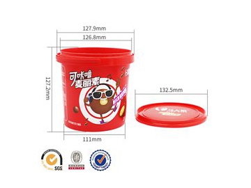 1200ml IML Bucket with Lid, Red Color, CX039C