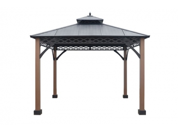 10' x 10' Hardtop Gazebo with Wood-style Posts and Galvanized Steel Roof