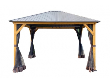 14' x 12' Wood Gazebo with Galvanized Steel Roof