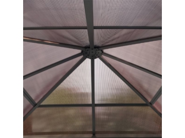 10' x 10' Hardtop Gazebo with Polycarbonate Roof with Polyester Curtain