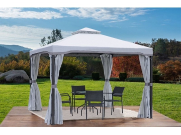 10' x 10' Soft Top Gazebo with Polyester Cloth Roof, Privacy Curtain