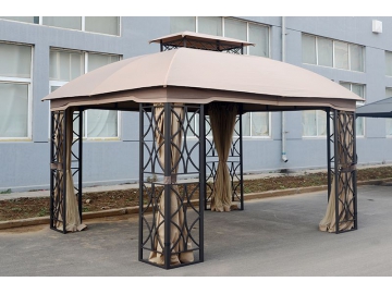 12' x 10' Soft Top Gazebo with Double Roof, Polyester Canopy