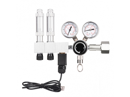 BP31 Dual-Gauge Pressure Regulator with Safety Valve, Match Universal CO₂ and N2 Refillable Cylinders, Perfect for Bars and Aquariums