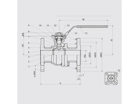 2-Piece Flanged Ball Valve  (ANSI/ASME 150LB)