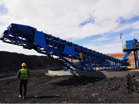 Rail-mounted radial stacker and shiploader