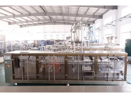 Premade Shaped Pouch Packaging Machine, 4-Nozzle Filling