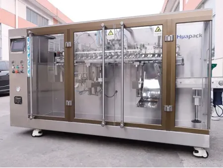 Premade Shaped Pouch Packaging Machine, 2-Nozzle Filling