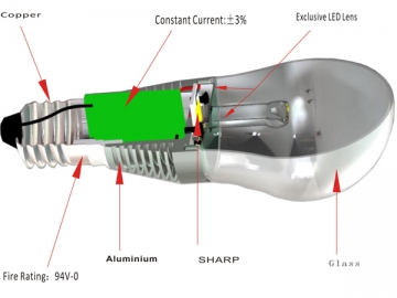 5W LED Filament Light Bulb A55