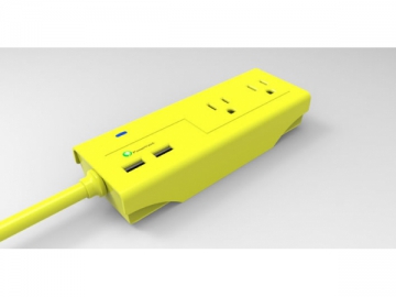 2 Way Surge Protector Power Board with 2.1A USB Charger