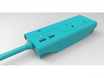 2 Way Surge Protector Power Board with 2.1A USB Charger