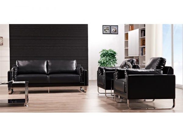 4 2 Black Leather Office Couch 01 