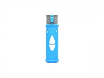 Lock Lid Glass Water Bottle with Silicone Cover