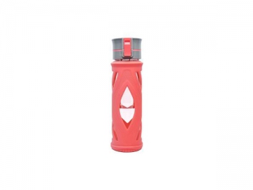 Lock Lid Glass Water Bottle with Silicone Cover